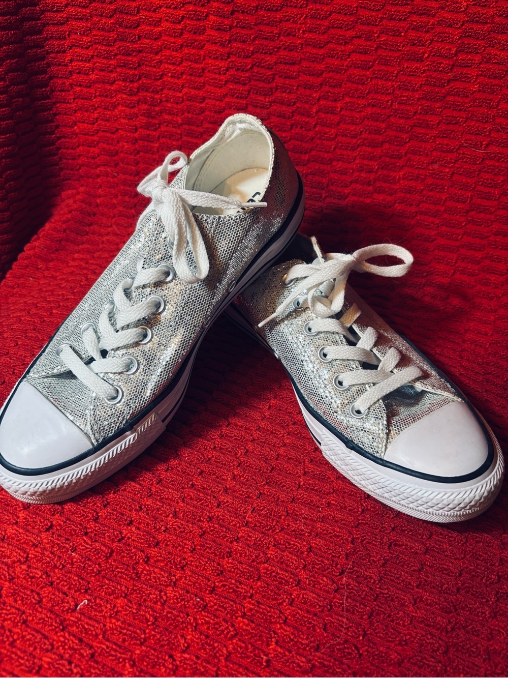 Converse Silver Glitter Low-Top Sneakers